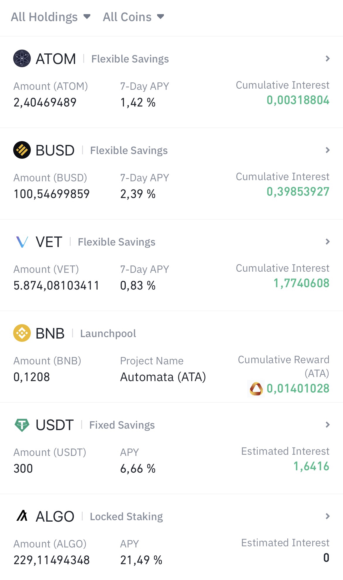 Business Bubi -Binance Earn Portfolio Mai 2021